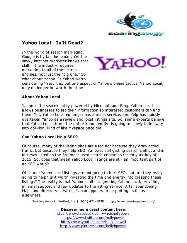 yahoo local is it dead yahoo local listings
