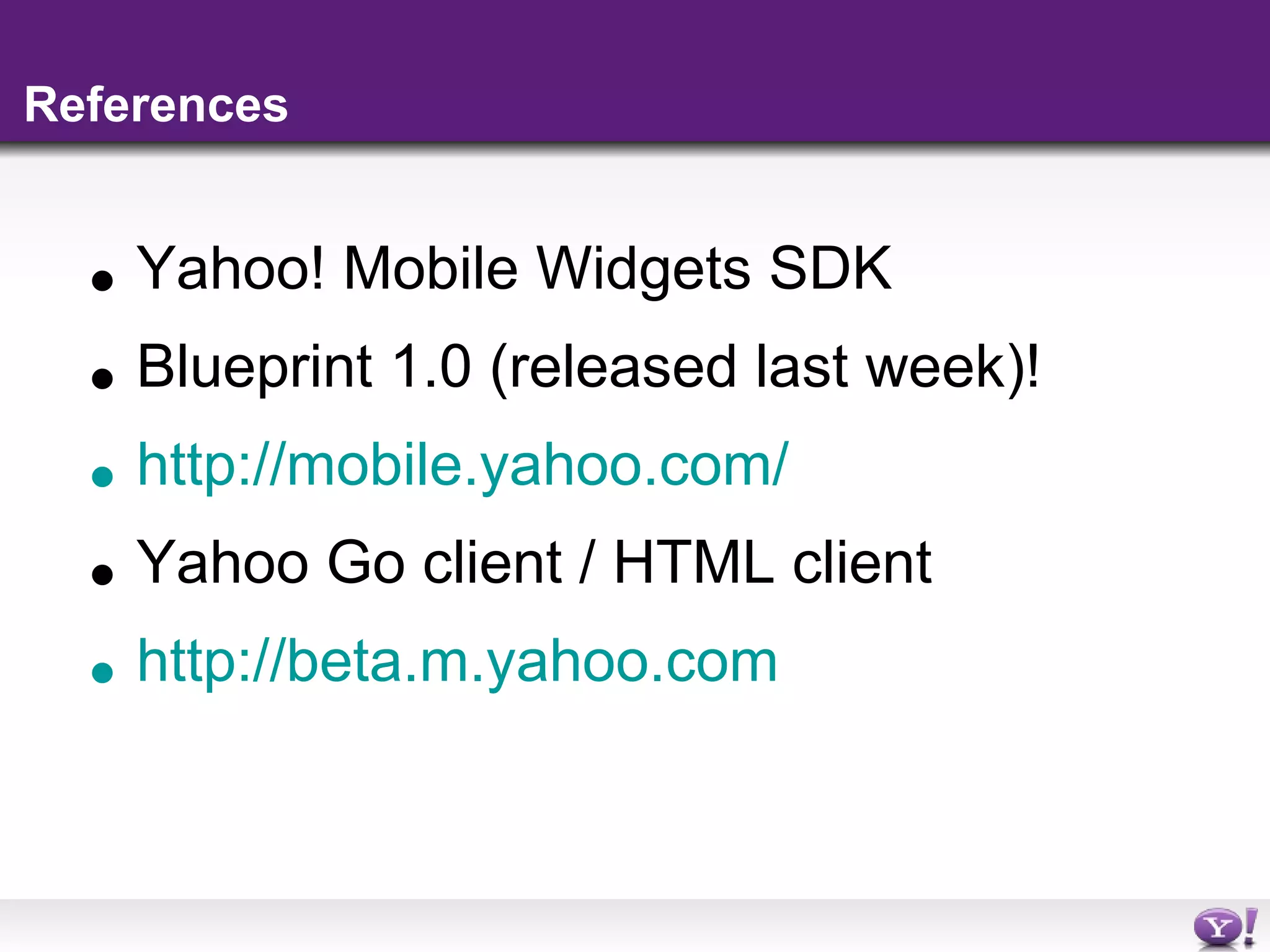 yahoo mobile widgets