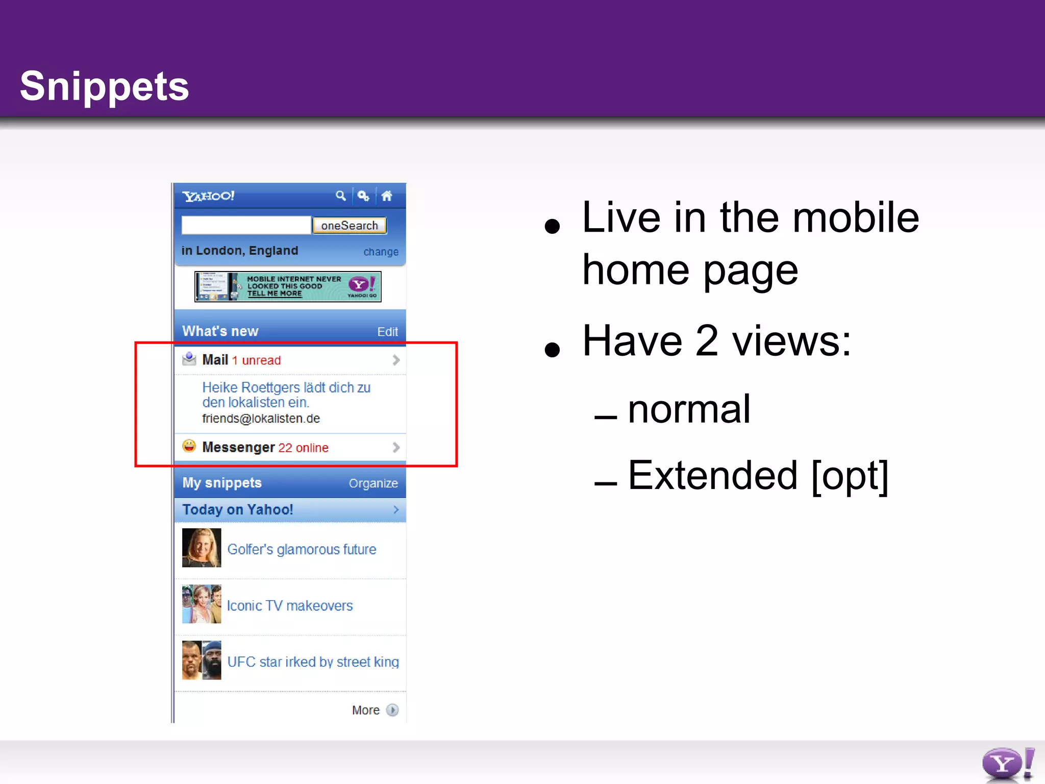 yahoo mobile widgets