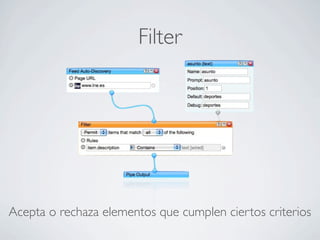 Filter
Acepta o rechaza elementos que cumplen ciertos criterios
 