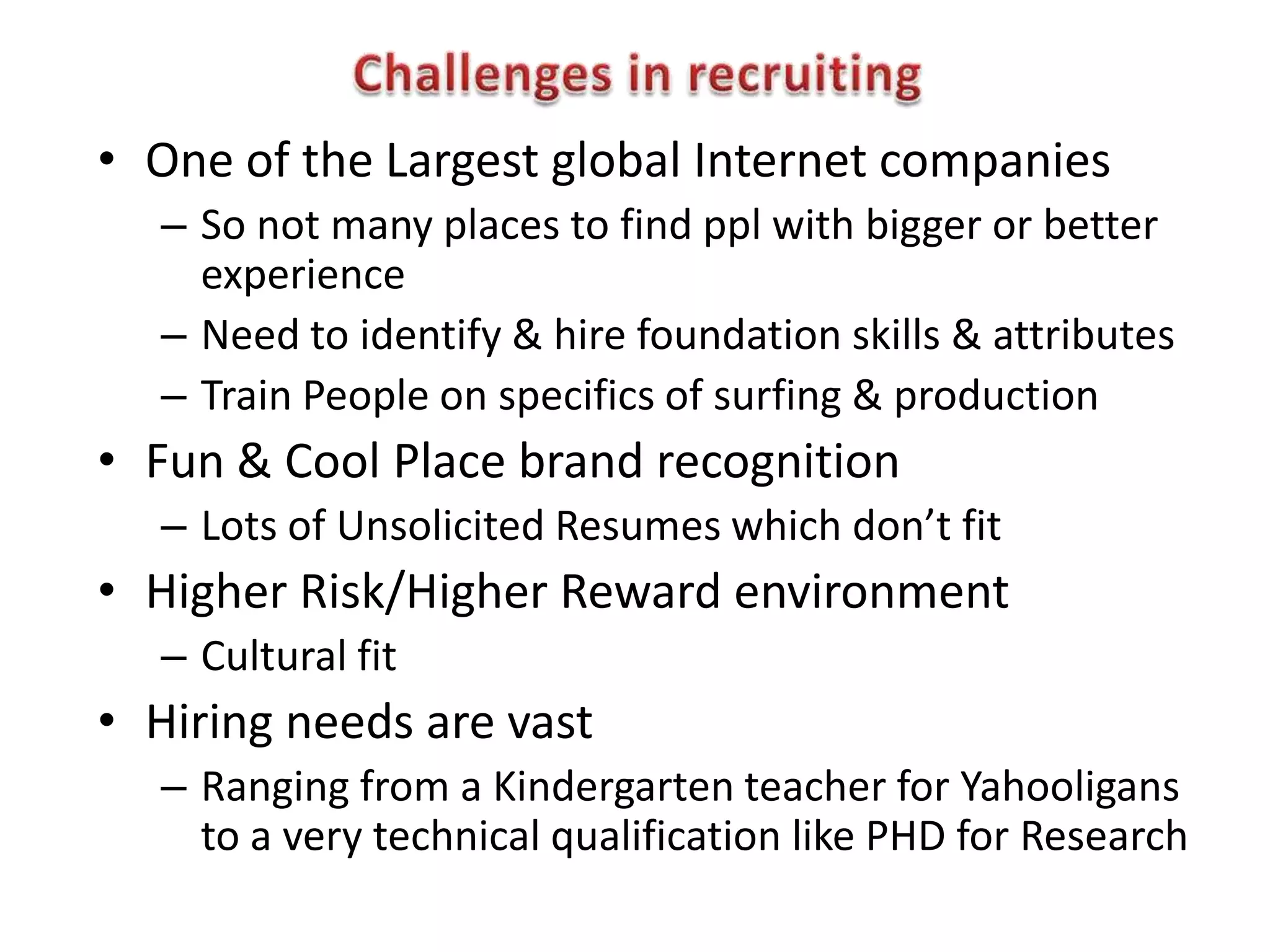 Recruitment & Selection at Yahoo!