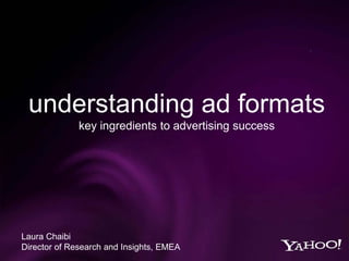 understanding ad formats
key ingredients to advertising success
Laura Chaibi
Director of Research and Insights, EMEA
 