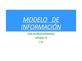 MODELO DE
INFORMACIÓN
YAIR MUÑOZ GONZALEZ
EPOEM 72
1.lll
 