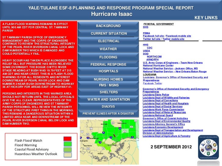 yale tulane esf 8 vmoc special report hurricane isaac 2 sept 2012 tulane incident report