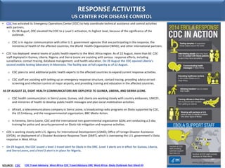 RESPONSE ACTIVITIES 
US CENTER FOR DISEASE CONRTOL 
• CDC has activated its Emergency Operations Center (EOC) to help coor...