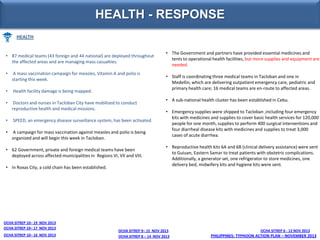 HEALTH – GAPS & CONSTRAINTS
HEALTH
GAPS & CONSTRAINTS:
•
Basic and essential health care services, including routine surgi...