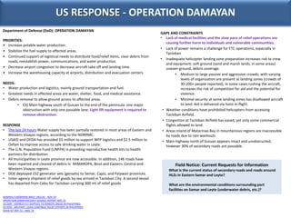 US RESPONSE - OPERATION DAMAYAN
Department of Defense (DoD): OPERATION DAMAYAN
PRIORITIES:
• Increase potable water produc...