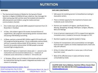 NUTRITION
RESPONSE:

GAPS AND CONSTRAINTS:

• The Harmonized Initiative of Media for the Spread of Good
Nutrition in Regio...