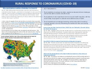 • KEY TAKEAWAYS
• Rural residents on average are older, experience elevated clinical challenges,
and are less able to acce...