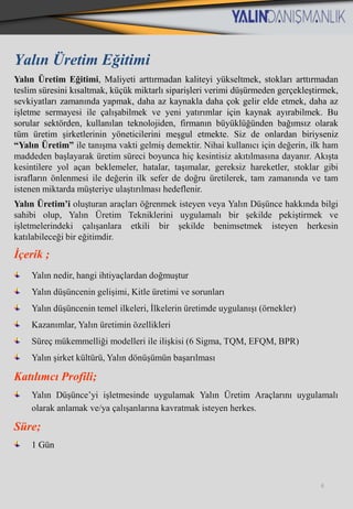 Yalın Danışmanlık Eğitim Kataloğu | PPTX