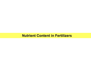 Nutrient Content in Fertilizers
 