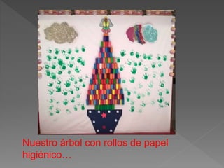Nuestro árbol con rollos de papel
higiénico…
 