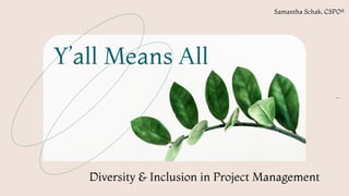 Diversity & Inclusion in Project Management | PDF