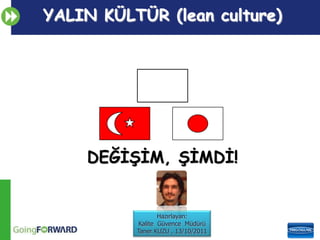 YALIN KÜLTÜR (lean culture)

DEĞĠġĠM, ġĠMDĠ!

Hazırlayan:
Kalite Güvence Müdürü
Taner KUZU , 13/10/2011

 