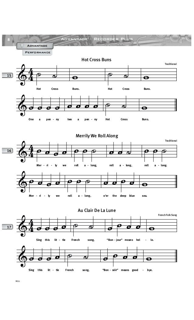 pics Hot Cross Buns Song Trumpet Notes yamaha advantage recorder