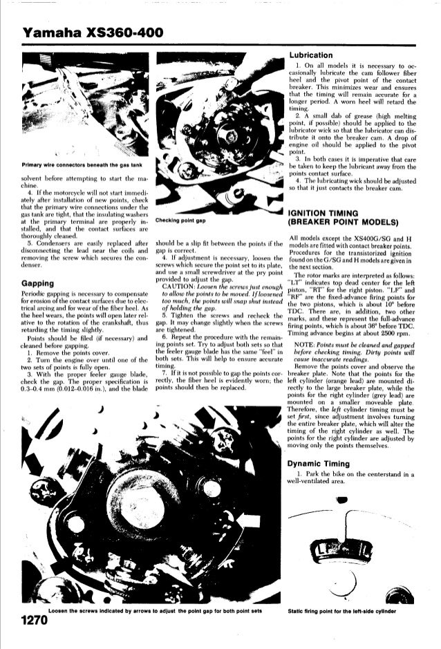 Yamaha Xs 400 1977 1982 Service Manual