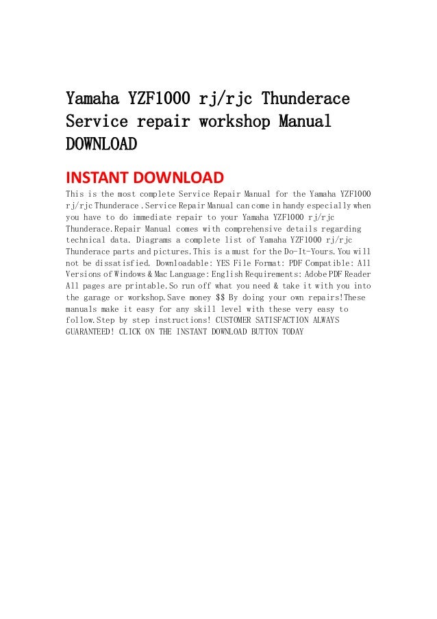 Yamaha Thunderace Service Manual Yamaha Thunderace Service Manual