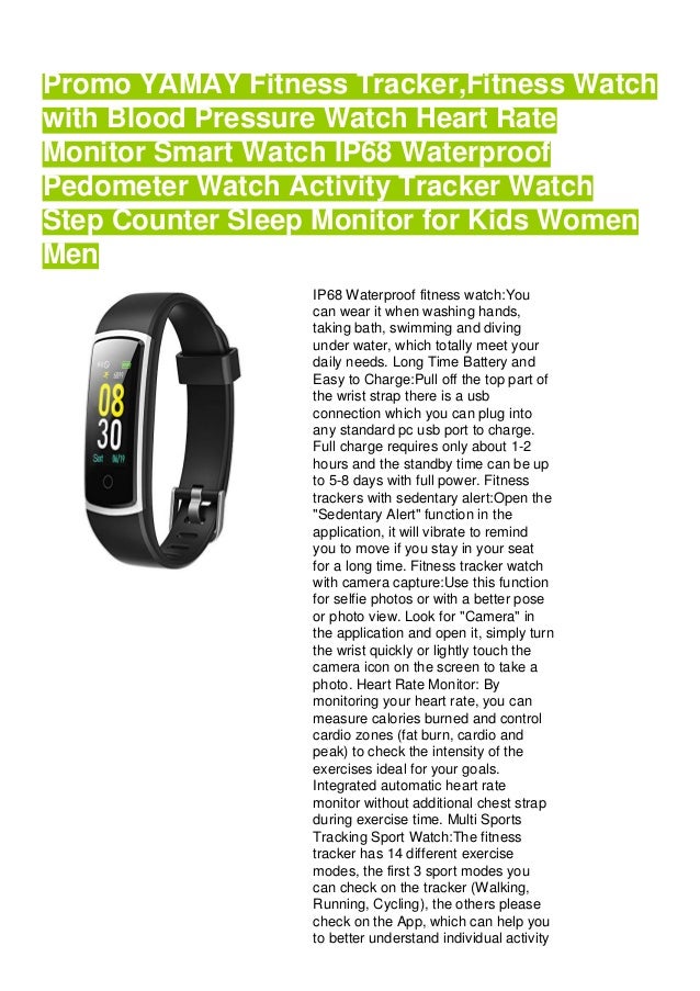 Promo Yamay Fitness Tracker Fitness Watch With Blood Pressure Watch H