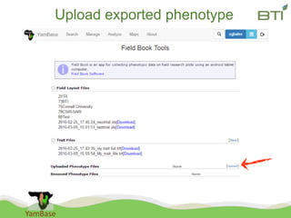 YamBase
Upload exported phenotype
 