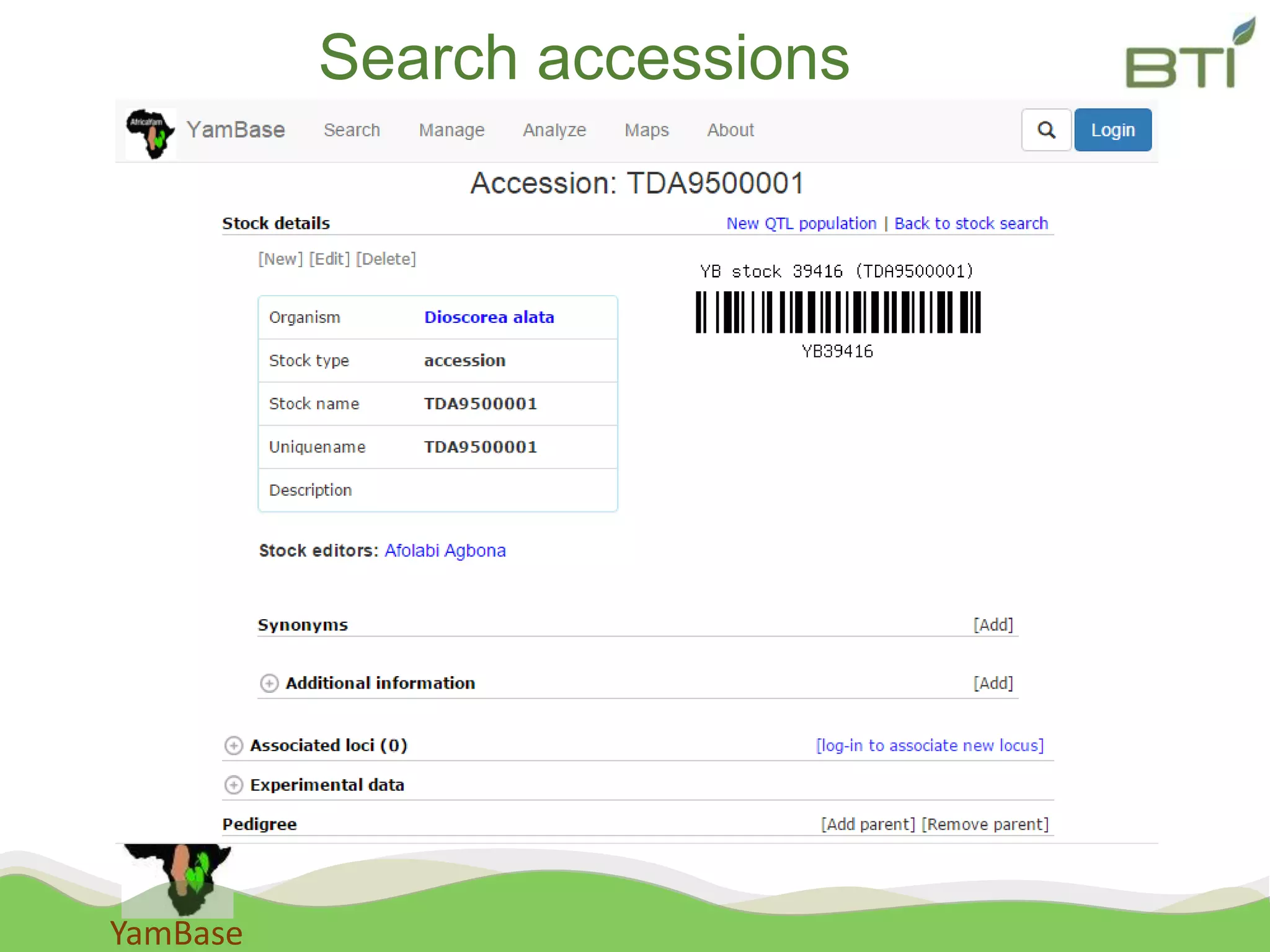 YamBase
Search accessions
 
