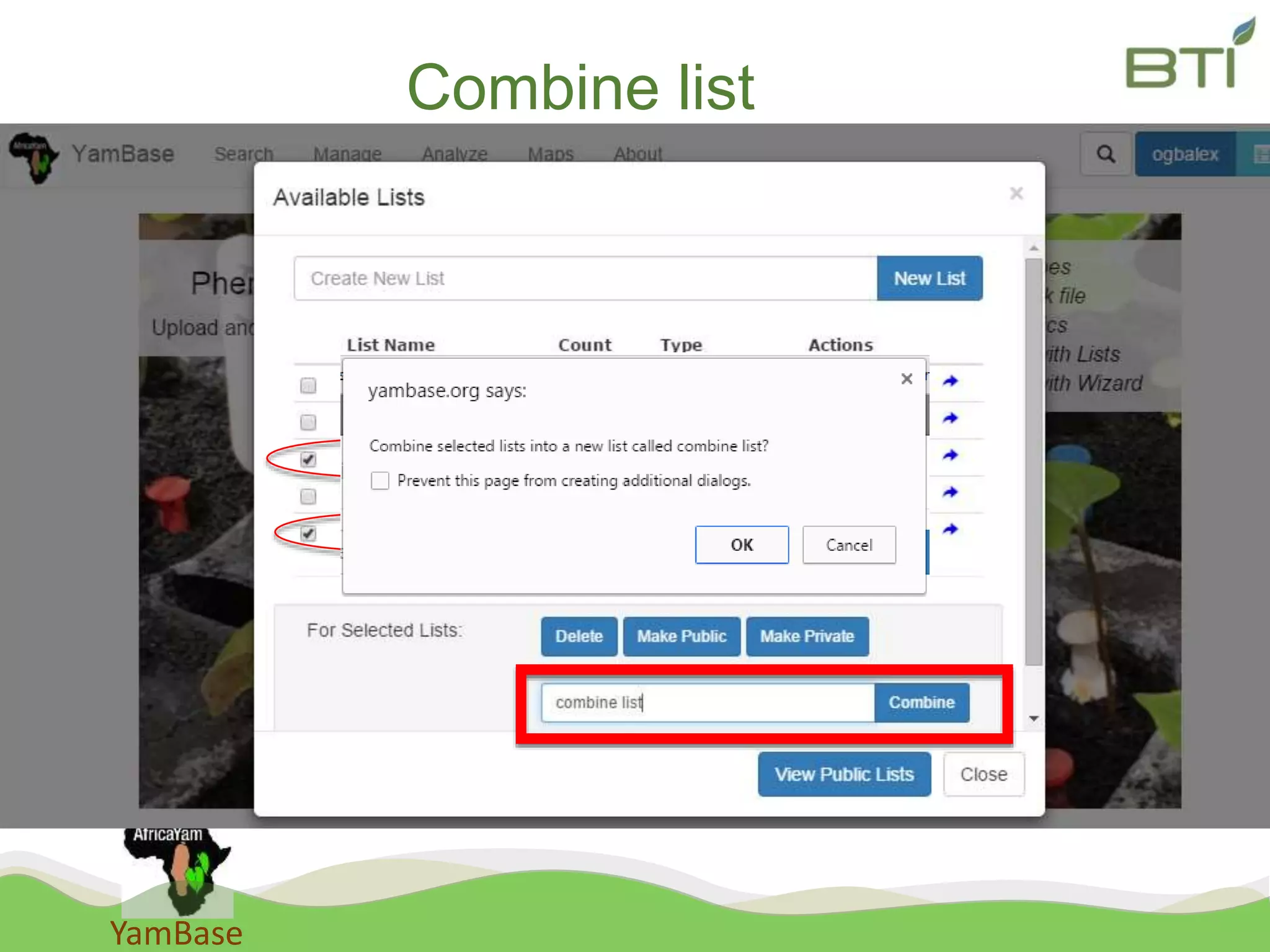 YamBase
Combine list
 