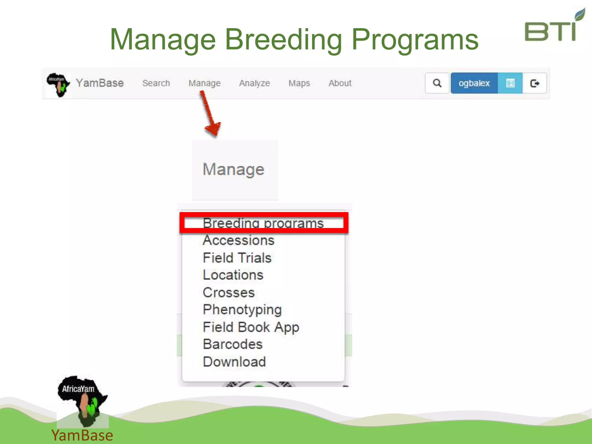YamBase
Manage Breeding Programs
 