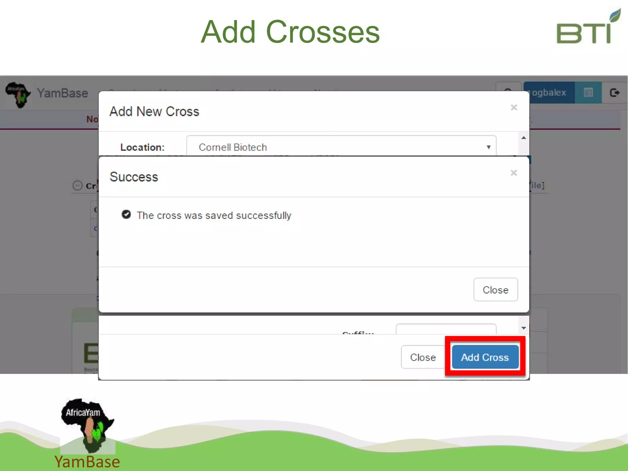 YamBase
Add Crosses
 