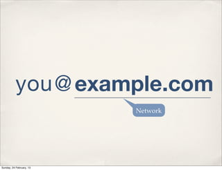 you @ example.com
                          Network




Sunday, 24 February, 13
 