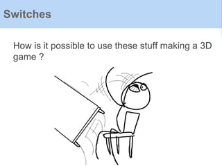 How is it possible to use these stuff making a 3D
game ?
Switches
 