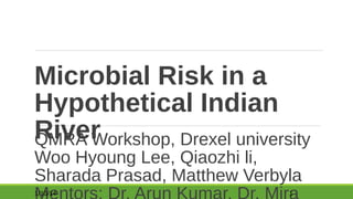 Microbial Risk in a
Hypothetical Indian
River
QMRA Workshop, Drexel university
Woo Hyoung Lee, Qiaozhi li,
Sharada Prasad, Matthew Verbyla

1/10/14

1

 