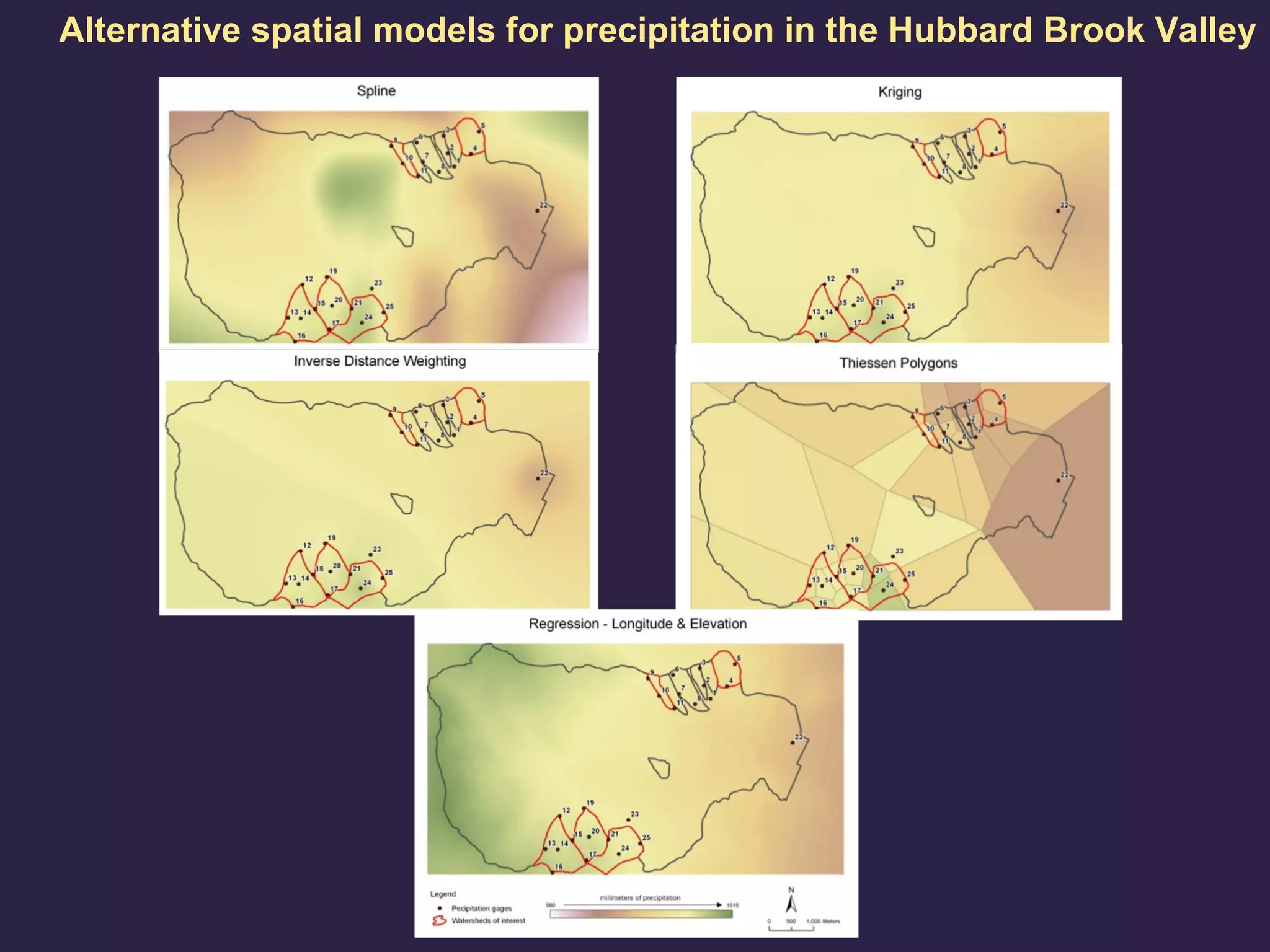 Alternative spatial models for precipitation in the Hubbard Brook Valley
 