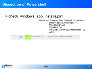 Dissection of Powershell


   check_windows_app_installs.ps1
                    Write-Host "Program Files Counted: " -non...