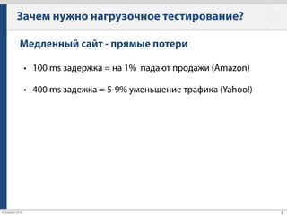 Виды тестирования «под нагрузкой»
11
Volume testing (Обьемное тестирование)
• Как будет работать моя система при продакшен-объёмах
данных? 
!
• Что будет с производительностью моей системы при
увеличении объемов данных? 
!
• Когда у меня начнутся проблемы из-за объёма данных?
 