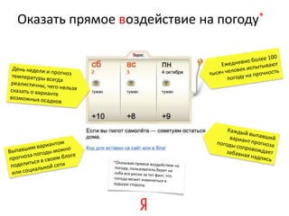 Оказать прямое воздействие на погоду*
 