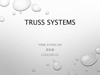TRUSS SYSTEMS
YANG KYUNG HO
梁耿豪
L163330122
 