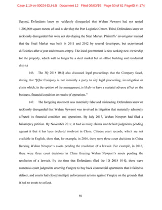 Yangtze Rivert Port & Logistics Amended Complaint