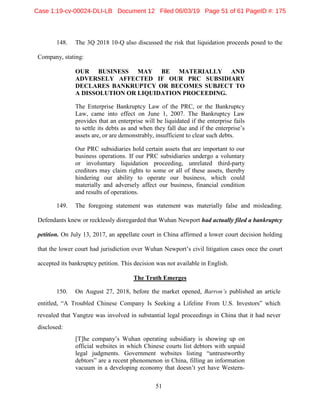 Yangtze Rivert Port & Logistics Amended Complaint