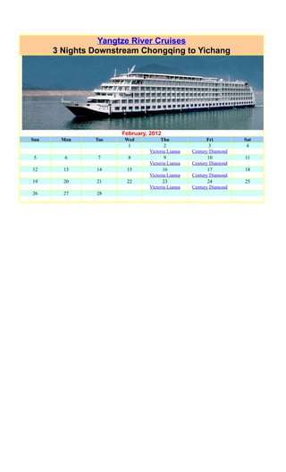 Yangtze Cruises February 2012 Chongqing to Yichang