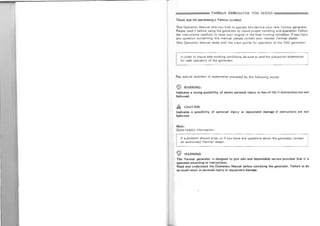 Yanmar  diesel generator operation manual