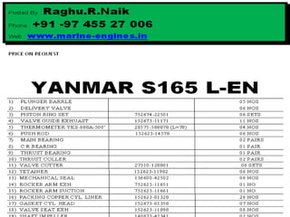 Yanmar s165-len-spares-slide