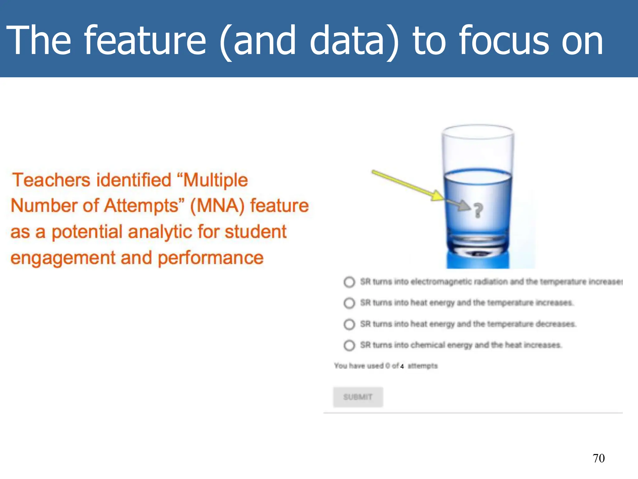 The feature (and data) to focus on
70
 