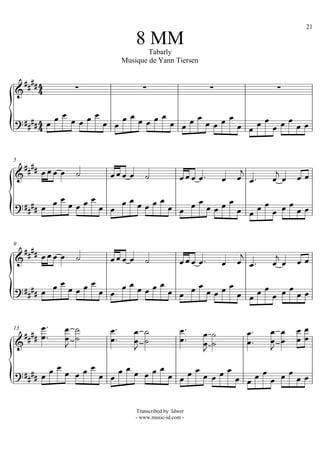 21

                            8 MM
                                Tabarly
                        Musique de Yann Tiersen

                                                                 
 

                
                            
                                                 


   
5

                                                               
                                                                  

              
                         
                                              


   
9

                                                               
                                                                  

                        
                          
                                                


                                                                
                                               
13

                                                               
                                                                     
                        
                          
                                                


                            Transcribed by Idwer
                            - www.music-id.com -
 