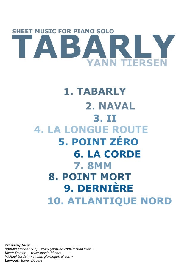 Yann Tiersen Tabarly Sheet Colection