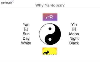 Why Yantouch?
Yin
阴
Moon
Night
Black
Yan
阳
Sun
Day
White
 