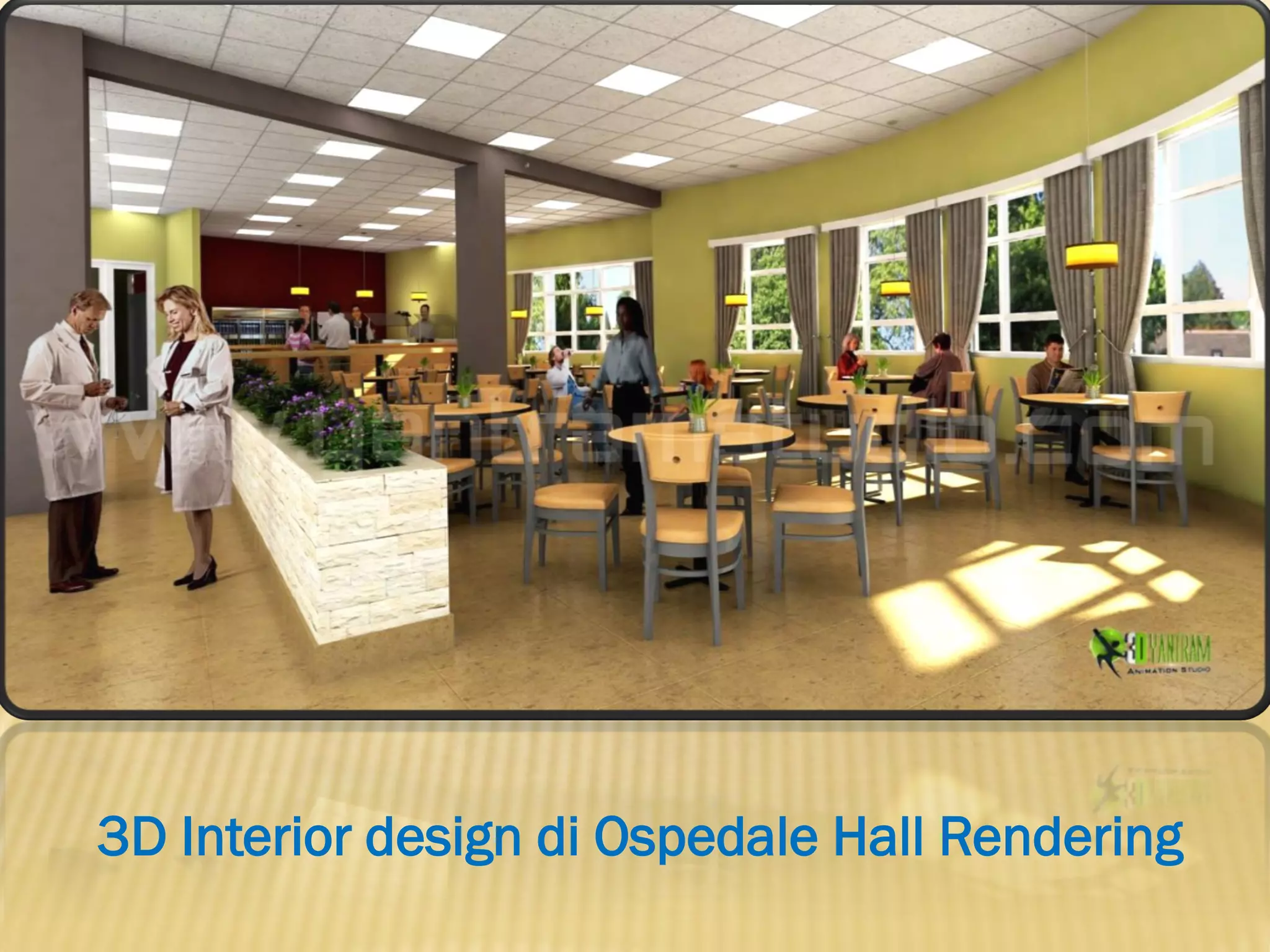 3D Interior design di Ospedale Hall Rendering
 