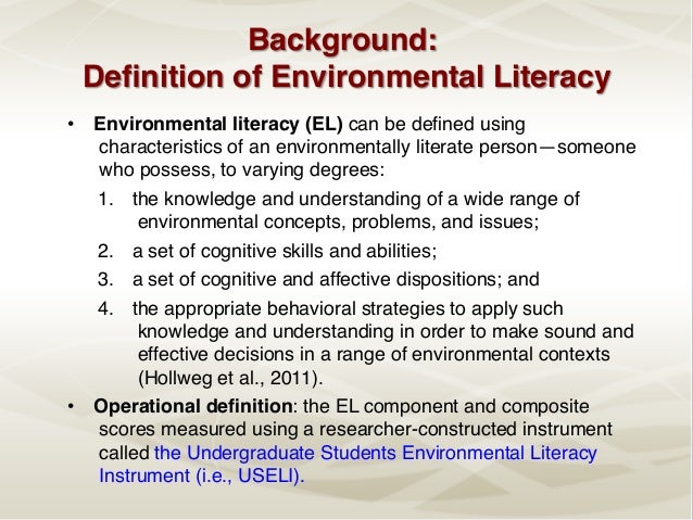 Definition of environmental literacy