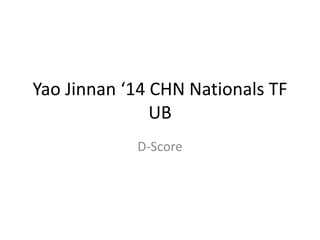 Yao Jinnan ‘14 CHN Nationals TF
UB
D-Score
 