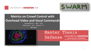 Metrics on Crowd Control with
Overhead Video and Vocal Commands
Master Thesis
Defense
Presenter: Wei Yao
Advisor: Dr. Aaron T.
Becker
1
 
