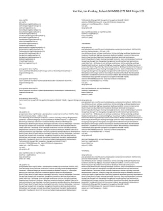 Yao Yao, Ian Kinskey,RobertGill MSDS6372 MLR Project 26
data imp752;
set imp75;
MSSubClassl=log(MSSubClass+1);
LotFrontagel=log(LotFrontage+1);
LotAreal=log(LotArea+1);
OverallQuall=log(OverallQual+1);
OverallCondl=log(OverallCond+1);
YearBuiltl=log(YearBuilt+1);
YearRemodAddl=log(YearRemodAdd+1);
BsmtUnfSFl=log(BsmtUnfSF+1);
TotalBsmtSFl=log(TotalBsmtSF+1);
X1stFlrSFl=log(X1stFlrSF+1);
GrLivAreal=log(GrLivArea+1);
FullBathl=log(FullBath+1);
BedroomAbvGrl=log(BedroomAbvGr+1);
KitchenAbvGrl=log(KitchenAbvGr+1);
TotRmsAbvGrdl=log(TotRmsAbvGrd+1);
GarageYrBltl=log(GarageYrBlt+1);
GarageCarsl=log(GarageCars+1);
GarageAreal=log(GarageArea+1);
MoSoldl=log(MoSold+1);
YrSoldl=log(YrSold+1);
SalePricel=log(SalePrice+1);
run;
proc sgscatter data=imp752;
matrix SalePricel MSSubClassl LotFrontagel LotAreal OverallQuall OverallCondl /
diagonal=(histogram) ;
run;
proc sgscatter data=imp752;
matrix SalePricel YearBuiltl YearRemodAddl BsmtUnfSFl TotalBsmtSFl X1stFlrSFl /
diagonal=(histogram) ;
run;
proc sgscatter data=imp752;
matrix SalePricel GrLivAreal FullBathl BedroomAbvGrl KitchenAbvGrl TotRmsAbvGrdl /
diagonal=(histogram) ;
run;
proc sgscatter data=imp752;
matrix SalePricel GarageYrBltl GarageCarslGarageArealMoSoldl YrSoldl / diagonal=(histogram)
;
run;
*forward;
ods graphics on;
proc glmselect data=imp752 seed=1 plots(stepAxis=number)=(criterionPanel ASEPlot ASE);
partition fraction(validate = 0.3 test = 0.2);
class MSZoning Street LotShape LandContour Utilities LotConfig LandSlope Neighborhood
Condition1 Condition2 BldgType HouseStyle RoofStyle RoofMatl Exterior1st Exterior2nd
MasVnrType ExterQual ExterCond Foundation BsmtQual BsmtCond BsmtExposure
BsmtFinType1 BsmtFinType2 Heating HeatingQC CentralAir Electrical KitchenQual Functional
GarageType GarageFinish GarageQual GarageCond PavedDrive SaleType SaleCondition;
model SalePricel = MSZoning Street LotShape LandContour Utilities LotConfig LandSlope
Neighborhood Condition1 Condition2 BldgType HouseStyle RoofStyle RoofMatl Exterior1st
Exterior2nd MasVnrType ExterQual ExterCond Foundation BsmtQual BsmtCond BsmtExposure
BsmtFinType1 BsmtFinType2 Heating HeatingQC CentralAir Electrical KitchenQual Functional
GarageType GarageFinish GarageQual GarageCond PavedDrive SaleType SaleCondition
MSSubClassl LotFrontagel LotAreal OverallQuall OverallCondl YearBuiltl YearRemodAddl
BsmtUnfSFl TotalBsmtSFl X1stFlrSFl GrLivArealFullBathl BedroomAbvGrl KitchenAbvGrl
TotRmsAbvGrdl GarageYrBltl GarageCarsl GarageArealMoSoldl YrSoldl /
selection=FORWARD(choose=CV stop=AIC) CVdetails showpvalues;
output out = imp75forward p = Predict;
run; quit;
ods graphics off;
data imp75forward2; set imp75forward;
SalePrice = exp(Predict)-1;
keep id SalePrice;
where id > 1460;
;
ods graphics on;
proc glmselect data=imp752 seed=1 plots(stepAxis=number)=(criterionPanel ASEPlot ASE);
class MSZoning Street LotShape LandContour Utilities LotConfig LandSlope Neighborhood
Condition1 Condition2 BldgType HouseStyle RoofStyle RoofMatl Exterior1st Exterior2nd
MasVnrType ExterQual ExterCond Foundation BsmtQual BsmtCond BsmtExposure
BsmtFinType1 BsmtFinType2 Heating HeatingQC CentralAir Electrical KitchenQual Functional
GarageType GarageFinish GarageQual GarageCond PavedDrive SaleType SaleCondition;
model SalePricel = MSZoning Street LotShape LandContour Utilities LotConfig LandSlope
Neighborhood Condition1 Condition2 BldgType HouseStyle RoofStyle RoofMatl Exterior1st
Exterior2nd MasVnrType ExterQual ExterCond Foundation BsmtQual BsmtCond BsmtExposure
BsmtFinType1 BsmtFinType2 Heating HeatingQC CentralAir Electrical KitchenQual Functional
GarageType GarageFinish GarageQual GarageCond PavedDrive SaleType SaleCondition
MSSubClassl LotFrontagel LotAreal OverallQuall OverallCondl YearBuiltl YearRemodAddl
BsmtUnfSFl TotalBsmtSFl X1stFlrSFl GrLivArealFullBathl BedroomAbvGrl KitchenAbvGrl
TotRmsAbvGrdl GarageYrBltl GarageCarsl GarageArealMoSoldl YrSoldl /
selection=FORWARD(choose=CV stop=AIC) CVdetails showpvalues;
output out = imp75forwardCV p = Predict;
run; quit;
ods graphics off;
data imp75forwardCV2; set imp75forwardCV;
SalePrice = exp(Predict)-1;
keep id SalePrice;
where id > 1460;
;
*BACKWARD;
ods graphics on;
proc glmselect data=imp752 seed=1 plots(stepAxis=number)=(criterionPanel ASEPlot ASE);
partition fraction(validate = 0.3 test = 0.2);
class MSZoning Street LotShape LandContour Utilities LotConfig LandSlope Neighborhood
Condition1 Condition2 BldgType HouseStyle RoofStyle RoofMatl Exterior1st Exterior2nd
MasVnrType ExterQual ExterCond Foundation BsmtQual BsmtCond BsmtExposure
BsmtFinType1 BsmtFinType2 Heating HeatingQC CentralAir Electrical KitchenQual Functional
GarageType GarageFinish GarageQual GarageCond PavedDrive SaleType SaleCondition;
model SalePricel = MSZoning Street LotShape LandContour Utilities LotConfig LandSlope
Neighborhood Condition1 Condition2 BldgType HouseStyle RoofStyle RoofMatl Exterior1st
Exterior2nd MasVnrType ExterQual ExterCond Foundation BsmtQual BsmtCond BsmtExposure
BsmtFinType1 BsmtFinType2 Heating HeatingQC CentralAir Electrical KitchenQual Functional
GarageType GarageFinish GarageQual GarageCond PavedDrive SaleType SaleCondition
MSSubClassl LotFrontagel LotAreal OverallQuall OverallCondl YearBuiltl YearRemodAddl
BsmtUnfSFl TotalBsmtSFl X1stFlrSFl GrLivArealFullBathl BedroomAbvGrl KitchenAbvGrl
TotRmsAbvGrdl GarageYrBltl GarageCarsl GarageArealMoSoldl YrSoldl /
selection=BACKWARD(choose=CV stop=AIC) CVdetails showpvalues;
output out = imp75backward p = Predict;
run; quit;
ods graphics off;
data imp75backward2; set imp75backward;
SalePrice = exp(Predict)-1;
keep id SalePrice;
where id > 1460;
;
ods graphics on;
proc glmselect data=imp752 seed=1 plots(stepAxis=number)=(criterionPanel ASEPlot ASE);
class MSZoning Street LotShape LandContour Utilities LotConfig LandSlope Neighborhood
Condition1 Condition2 BldgType HouseStyle RoofStyle RoofMatl Exterior1st Exterior2nd
MasVnrType ExterQual ExterCond Foundation BsmtQual BsmtCond BsmtExposure
BsmtFinType1 BsmtFinType2 Heating HeatingQC CentralAir Electrical KitchenQual Functional
GarageType GarageFinish GarageQual GarageCond PavedDrive SaleType SaleCondition;
model SalePricel = MSZoning Street LotShape LandContour Utilities LotConfig LandSlope
Neighborhood Condition1 Condition2 BldgType HouseStyle RoofStyle RoofMatl Exterior1st
Exterior2nd MasVnrType ExterQual ExterCond Foundation BsmtQual BsmtCond BsmtExposure
BsmtFinType1 BsmtFinType2 Heating HeatingQC CentralAir Electrical KitchenQual Functional
GarageType GarageFinish GarageQual GarageCond PavedDrive SaleType SaleCondition
MSSubClassl LotFrontagel LotAreal OverallQuall OverallCondl YearBuiltl YearRemodAddl
BsmtUnfSFl TotalBsmtSFl X1stFlrSFl GrLivArealFullBathl BedroomAbvGrl KitchenAbvGrl
TotRmsAbvGrdl GarageYrBltl GarageCarsl GarageArealMoSoldl YrSoldl /
selection=BACKWARD(choose=CV stop=AIC) CVdetails showpvalues;
output out = imp75backwardCV p = Predict;
run; quit;
ods graphics off;
data imp75backwardCV2; set imp75backwardCV;
SalePrice = exp(Predict)-1;
keep id SalePrice;
where id > 1460;
;
*STEPWISE;
ods graphics on;
proc glmselect data=imp752 seed=1 plots(stepAxis=number)=(criterionPanel ASEPlot ASE);
partition fraction(validate = 0.3 test = 0.2);
class MSZoning Street LotShape LandContour Utilities LotConfig LandSlope Neighborhood
Condition1 Condition2 BldgType HouseStyle RoofStyle RoofMatl Exterior1st Exterior2nd
MasVnrType ExterQual ExterCond Foundation BsmtQual BsmtCond BsmtExposure
BsmtFinType1 BsmtFinType2 Heating HeatingQC CentralAir Electrical KitchenQual Functional
GarageType GarageFinish GarageQual GarageCond PavedDrive SaleType SaleCondition;
model SalePricel = MSZoning Street LotShape LandContour Utilities LotConfig LandSlope
Neighborhood Condition1 Condition2 BldgType HouseStyle RoofStyle RoofMatl Exterior1st
Exterior2nd MasVnrType ExterQual ExterCond Foundation BsmtQual BsmtCond BsmtExposure
BsmtFinType1 BsmtFinType2 Heating HeatingQC CentralAir Electrical KitchenQual Functional
GarageType GarageFinish GarageQual GarageCond PavedDrive SaleType SaleCondition
MSSubClassl LotFrontagel LotAreal OverallQuall OverallCondl YearBuiltl YearRemodAddl
BsmtUnfSFl TotalBsmtSFl X1stFlrSFl GrLivArealFullBathl BedroomAbvGrl KitchenAbvGrl
TotRmsAbvGrdl GarageYrBltl GarageCarsl GarageArealMoSoldl YrSoldl /
selection=STEPWISE(choose=CV stop=AIC) CVdetails showpvalues;
output out = imp75stepwise p = Predict;
run; quit;
 