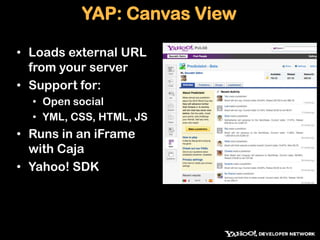 YAP: Canvas ViewLoads external URL from your serverSupport for:Open social